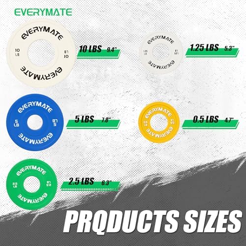 EVERYMATE Fractional Weight Plates for Cross Training - Olympic Bumper Plates - Steel Insert - 1.25LB, |5LB, 5LB