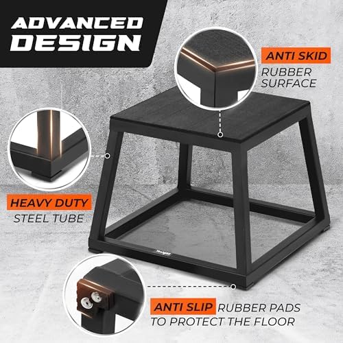 High Capacity Metal Plyometric Box for Home Gym Workouts | Pre-Assembled Yes4All Plyo Jump Platform, 550lbs Step Box |