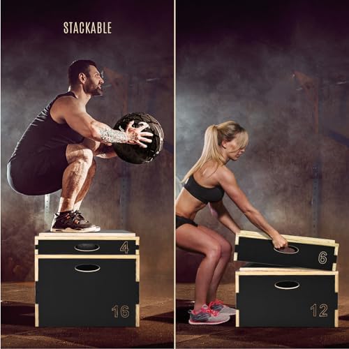 Yes4All 3 In 1 Wooden Plyo Box for Home Jump Training and Outdoor Exercise | Yes4All Plyometric Box Platform: Versatile