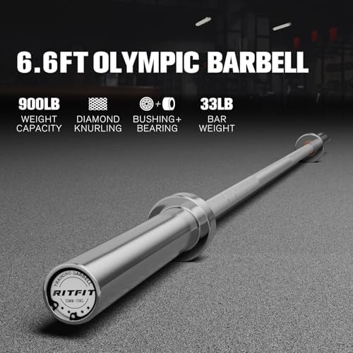 RitFit 7FT Olympic Barbell for Strength and Weightlifting Training - 2 Inch Olympic Bar for Squat, Deadlift, Bench Press