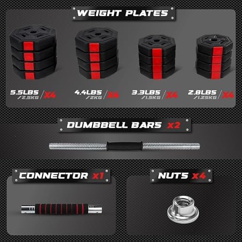 Yes4All Upgraded 44lbs-66lbs Adjustable Weights Dumbbells Set for Home Gym Workout | Yes4All 44lbs-66lbs Adjustable Wei