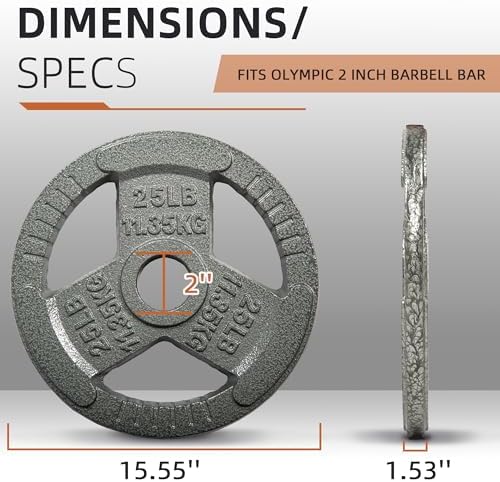 Fitvids Olympic Cast Iron Weight Plates 2-Inch Thickness for Strength Training & Weightlifting, Ideal for Home Gym, Mult