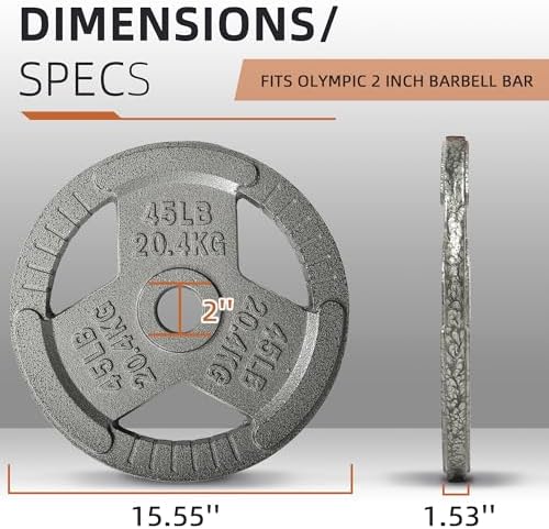 Fitvids Olympic Cast Iron Weight Plates 2-Inch Thickness for Strength Training & Weightlifting, Ideal for Home Gym, Mult