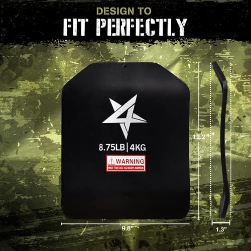 Yes4All Weight Vest Plate for Heavy Workout and Running, Tactical Plate, Curved Ergonomic Design, 5.75/8.75/14/19.75LB P