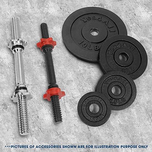 Yes4All 1.15 Inch Cast Iron Weight Plate - Strength Training & Weightlifting for Home Gyms, Dumbbell Sets, Durable & Lon