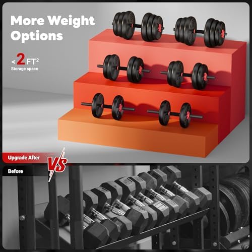 Adjustable Dumbbells 55/77LBS Home Gym Fit for Men Women Fitness Exercise Adjustable Dumbbells 4 in 1 Set Barbell Kett