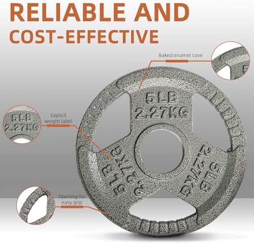 Fitvids Olympic Cast Iron Weight Plates 2-Inch Thickness for Strength Training & Weightlifting, Ideal for Home Gym, Mult