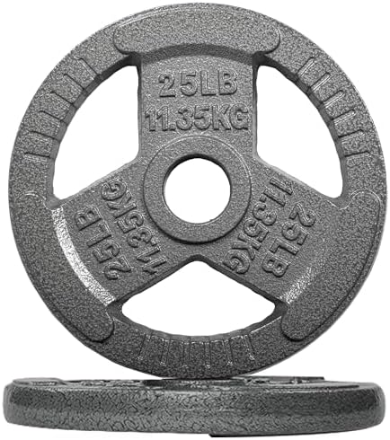 Fitvids Cast Iron Weight Plates 2-Inch Olympic Size for Strength Training & Weightlifting, Multiple Weights Available