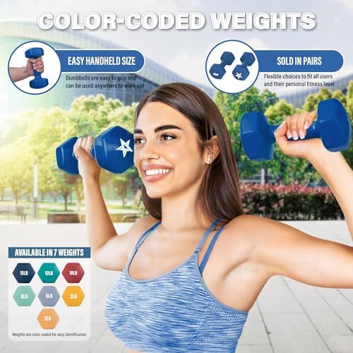 Yes4All Vinyl Hexagon Dumbbells - 2-in-1 Adjustable Set (2-15 lbs) for Home Gym Strength Training