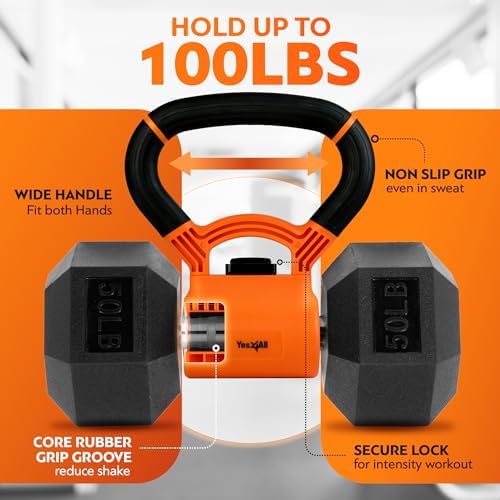 Yes4All Kettlebells Grip, Dumbbell Grip Handle, Kettlebell for Home Gym, Convert Dumbbells into Kettlebells for Home Wor