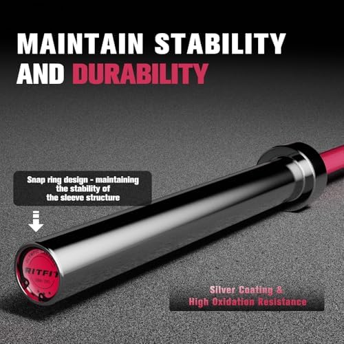 RitFit 7FT Olympic Barbell for Strength and Weightlifting Training - 2 Inch Olympic Bar for Squat, Deadlift, Bench Press
