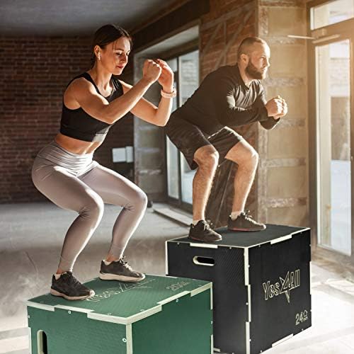 Yes4All 3 in 1 Non-Slip Wooden Plyo Box for Workout, Skipping, Jumping | Yes4All Plyometric Jump Box - Ideal for Lunges
