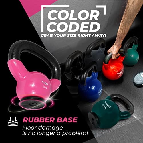 Yes4All Rubber Base Kettlebells for WomenStrength Training (10-65 lbs) Yes4All Kettlebells for Women Fitness Rubber Ba
