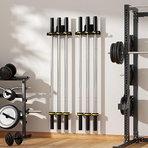 Olympic Barbell Hanger, Garage Gym Bar Wall Rack, Space Saving Home Gym Accessory