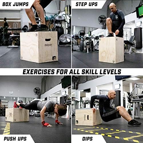 GoSports Fitness 3-in-1 Plyo Jump Box - Great for Home or Gym - Perfect for Beginners to Advanced Athletes - Compact Des