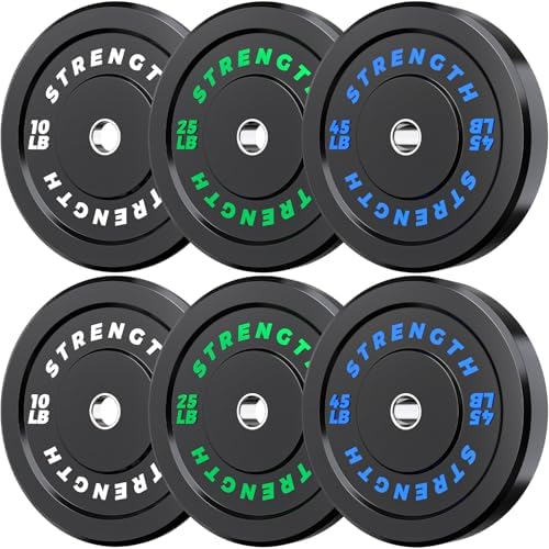 Olympic Rubber Bumper Weights for Home Gym Strength Training | 2 Inch Barbell Plate Set for Home Gym Strength Training