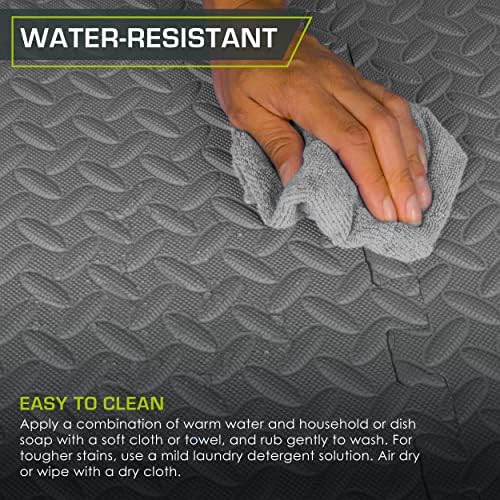 ProsourceFit Puzzle Exercise Mat for Home Gym, Mat for Home Workout Equipment, Floor Padding for Kids, Black, 24 in x 24