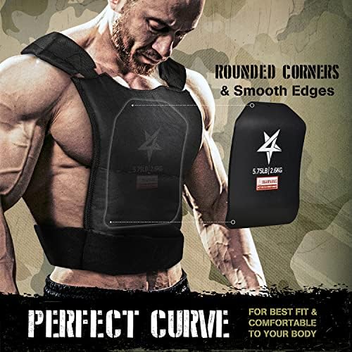 Yes4All Weight Vest Plate for Heavy Workout and Running, Tactical Plate, Curved Ergonomic Design, 5.75/8.75/14/19.75LB P