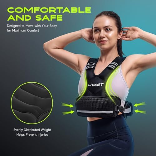 Weighted Vest for Women and Men 4-20lb Adjustable, Running Vest with Reflective Strips and Buckle Straps Weighted Vest