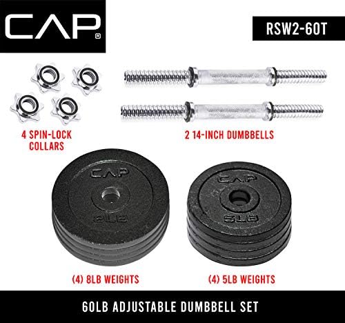 CAP Barbell Adjustable Dumbbell Weight Set for Home Gym Fitness Lovers | Ideal for Home Workouts and Muscle Building |