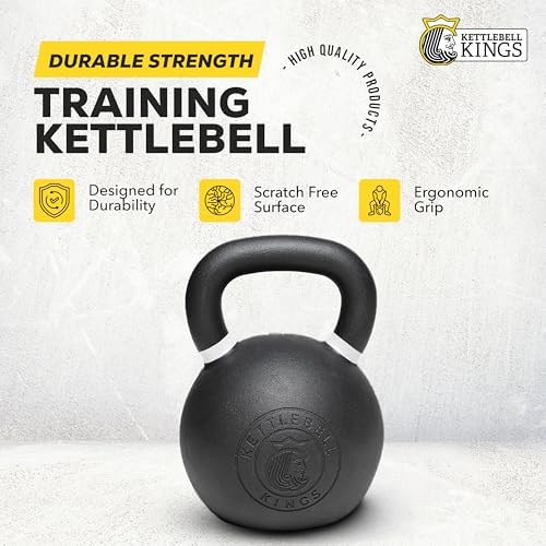 Kettlebell Kings Powder Coated Kettlebell Weights - 9-97 lb Strength Training Kettlebells for Men and Women - Home Gym E