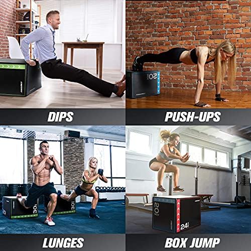 RitFit 3 in 1 Plyo Box Heavy Duty High Density Foam Jumping Box 20"x18"x16" Home Gym Fitness 440lb Weight Capacity
