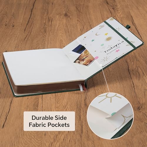 Classic Lined Writing Daily Journal for Men & Women - 360 Pages Hardcover Notebook with Vintage Sun & Moon Design, Blue