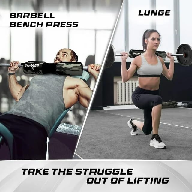 Yes4All Ergonomic Foam Bar Pad - Olympic Barbell Squat Pad - For Weight Lifters - Provides Comfort and Support During Sq