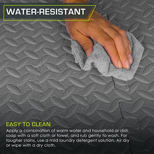 ProsourceFit Puzzle Exercise Mat for Home Gym, Mat for Home Workout Equipment, Floor Padding for Kids, Black, 24 in x 24