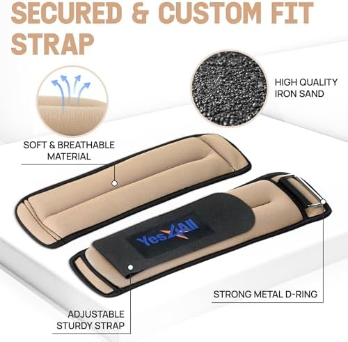 Yes4All Adjustable Wrist & Ankle Weights - Weighted Bands for Fitness Workout, Walking, Jogging and Pilates for Women, M