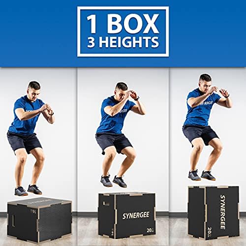 Synergee 3 in 1 Non-Slip Plyometric Box for Jump Training and Conditioning Synergee Wooden Plyo and Soft Plyo Box All
