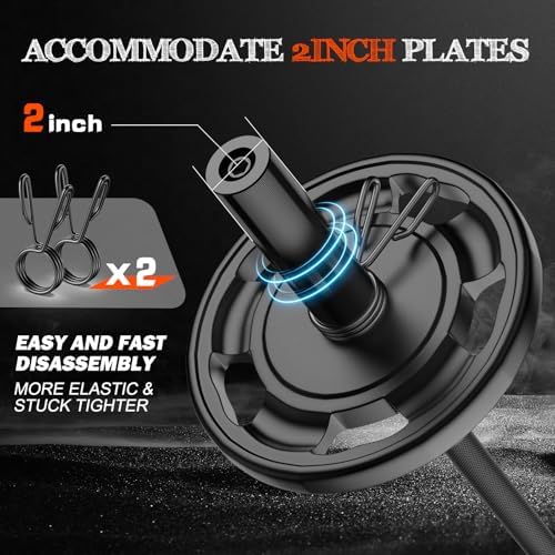 Olympic Barbell 57" for Weight Lifting Home Gym Bench Press Squats Home Workout 2 Spring Collars 500lb Capacity