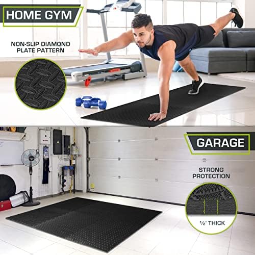 ProsourceFit Puzzle Exercise Mat for Home Gym, Mat for Home Workout Equipment, Floor Padding for Kids, Black, 24 in x 24