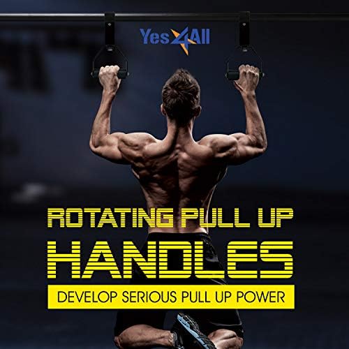 Yes4All Rotating Pull Up Handles for Pull Up Bar - Strength Training Workout - Non-Slip & Foam Pad Grips
