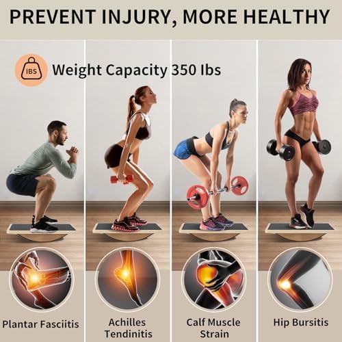 Balance Board Professional for Adults Anti-Slip 350LBS for Physical Therapy Standing Desk Core Strength Wooden Balance B
