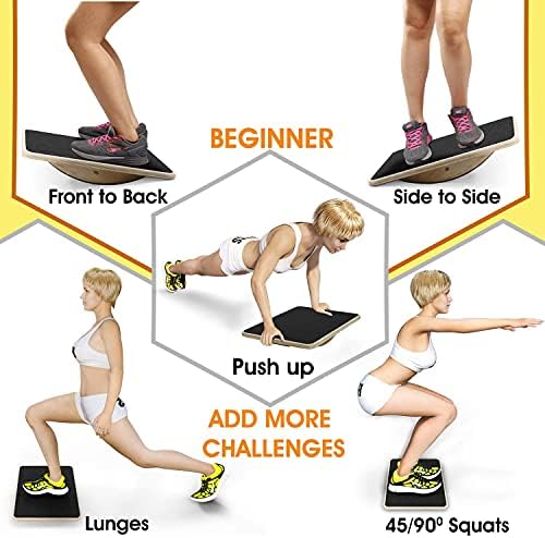 Yes4All Professional Anti-Slip Rocker Board for Leg Workout and Standing Desk Use | Yes4All 350LBS Wood Balance Board,