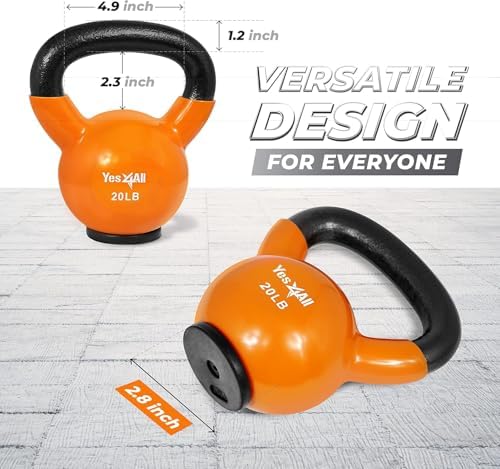 Yes4All Rubber Base Kettlebells for WomenStrength Training (10-65 lbs) Yes4All Kettlebells for Women Fitness Rubber Ba