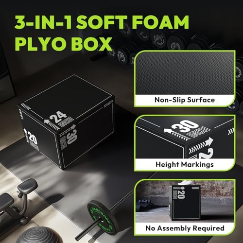 3-in-1 Pro-Duty HIIT Exercise Foam Plyo Box for Fitness Enthusiasts at Home Gym