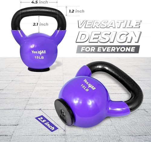 Yes4All Rubber Base Kettlebells for WomenStrength Training (10-65 lbs) Yes4All Kettlebells for Women Fitness Rubber Ba