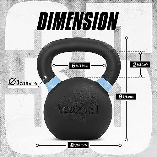 Yes4All Powder Coated 9lb-71lb Cast Iron Core Kettlebells for Heavy Duty Strength Training | Yes4All Powder Coated Kett