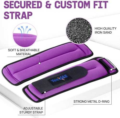 Yes4All Adjustable Wrist & Ankle Weights - Weighted Bands for Fitness Workout, Walking, Jogging and Pilates for Women, M