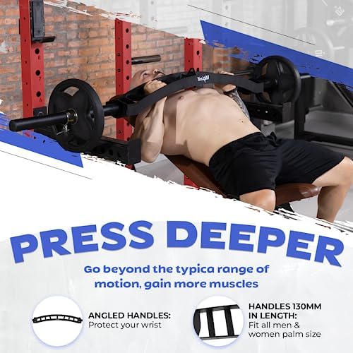 Yes4All Multi Grip Barbell & Cable Attachment - Swiss Bar, American Bar for Greater Range of Motion - Home Gym & Support