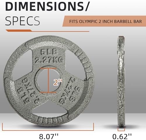 Fitvids Olympic Cast Iron Weight Plates 2-Inch Thickness for Strength Training & Weightlifting, Ideal for Home Gym, Mult
