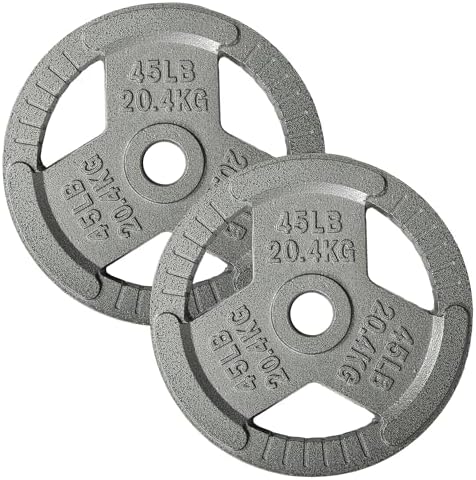Fitvids Cast Iron Weight Plates 2-Inch Olympic Size for Strength Training & Weightlifting, Multiple Weights Available