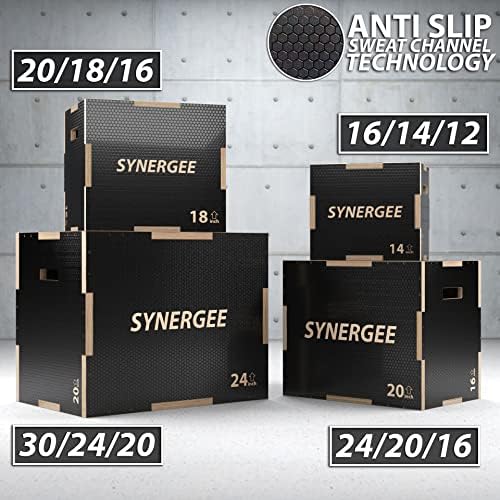 Synergee 3 in 1 Non-Slip Plyometric Box for Jump Training and Conditioning Synergee Wooden Plyo and Soft Plyo Box All