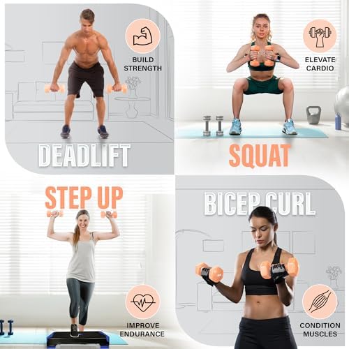 Yes4All Vinyl Hexagon Dumbbells - 2-in-1 Adjustable Set (2-15 lbs) for Home Gym Strength Training