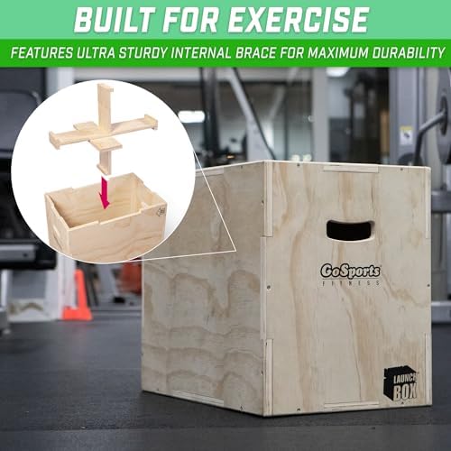 GoSports Fitness 3-in-1 Plyo Jump Box - Great for Home or Gym - Perfect for Beginners to Advanced Athletes - Compact Des