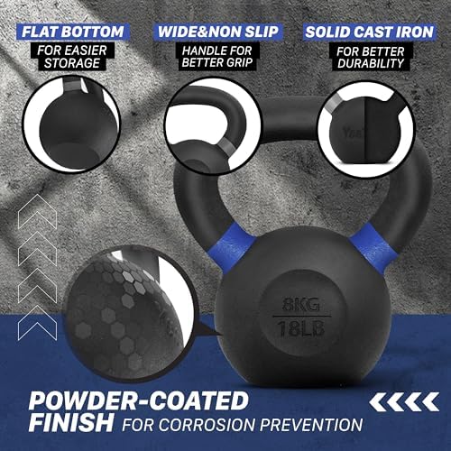 Yes4All Powder Coated 9lb-71lb Cast Iron Core Kettlebells for Heavy Duty Strength Training | Yes4All Powder Coated Kett