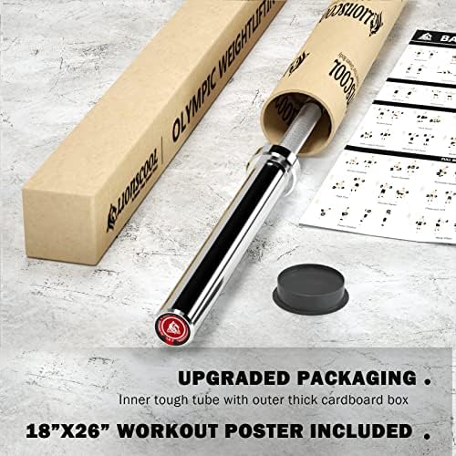 LIONSCOOL Olympic Barbell 7FT for Weightlifting and Powerlifting - 1500lbs Capacity - Strength Training for Squats, Dead