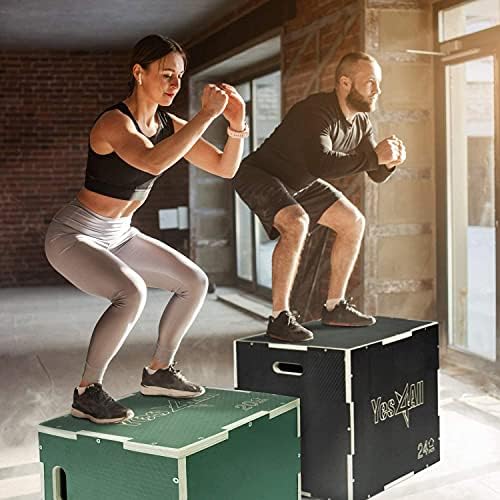 Yes4All 3 in 1 Non-Slip Wooden Plyo Box, Home Gym Plyometric Box for Athletes - Green Yes4All 3 in 1 Non-Slip Wooden P